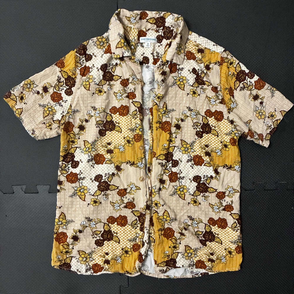 EARTHBOUND Floral Kimono with Yellow and Brown
